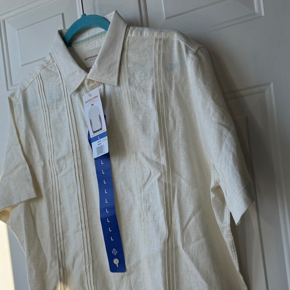 Scotch & Soda Men's Light Cream Button Down Shirt - Picture 12 of 12